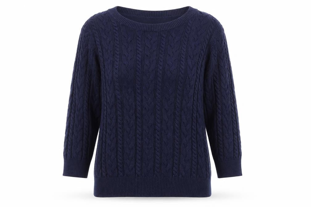 Front view of H&M women’s blue jumper, size S