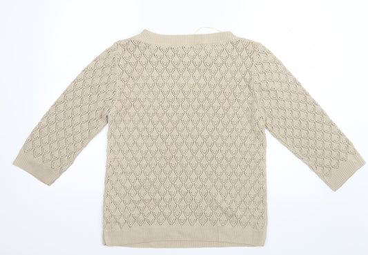 Emma Womens Beige  Knit Pullover Jumper Size S