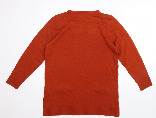 Afibel Womens Orange  Knit Pullover Jumper Size 14