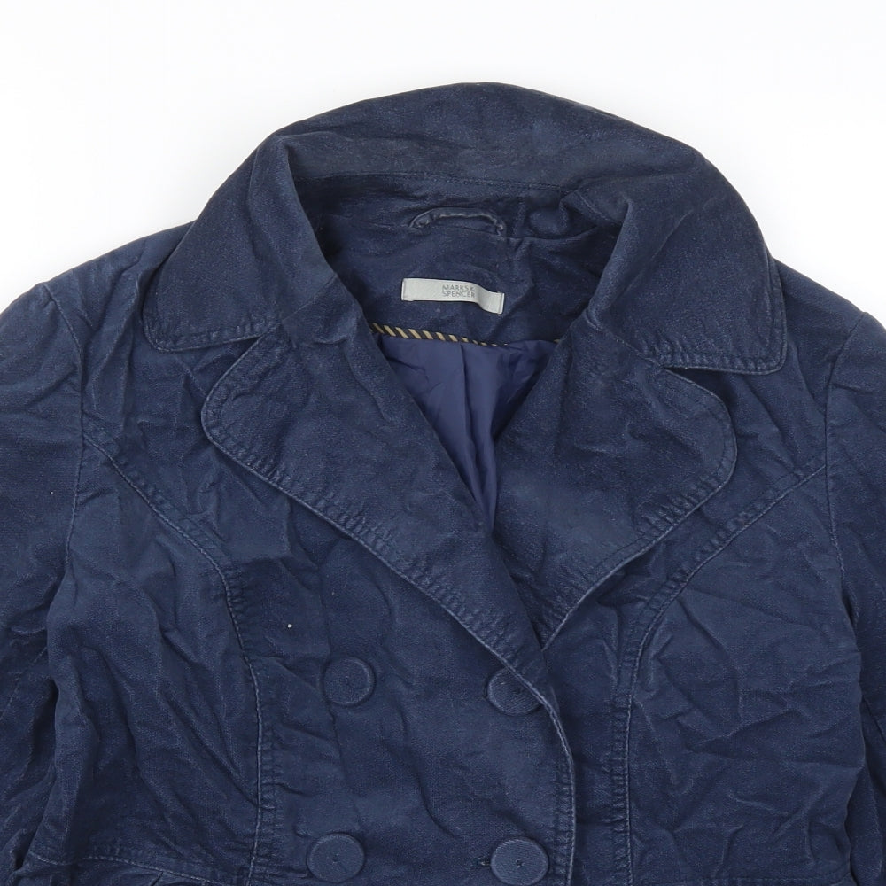 Marks and Spencer Womens Blue   Pea Coat Coat Size 12