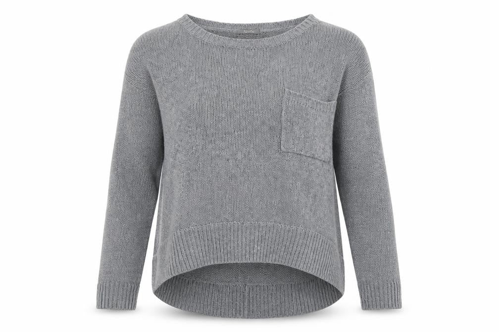 Front view of Sout women’s grey jumper, size UK 10