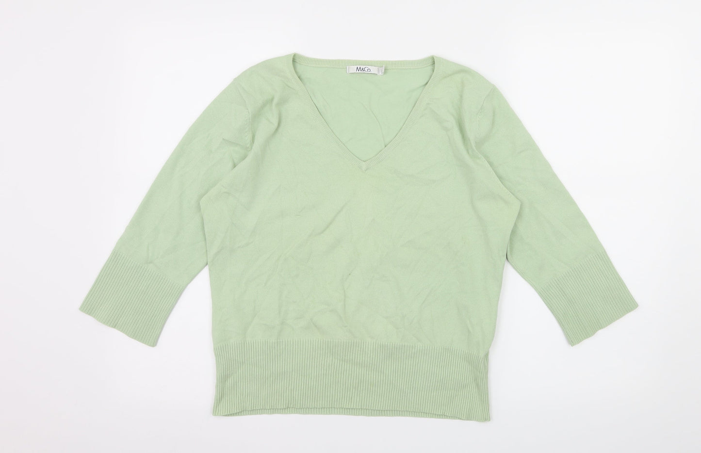 M&Co Womens Green  Knit Pullover Jumper Size XL