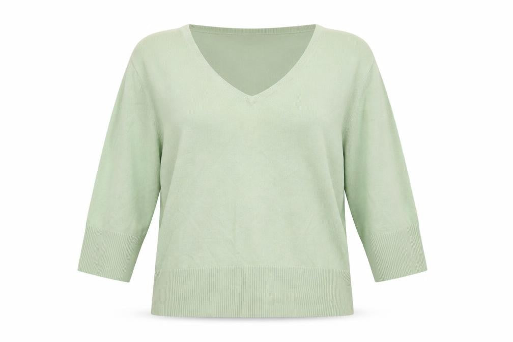 Front view of M&Co women’s green knit jumper, size XL