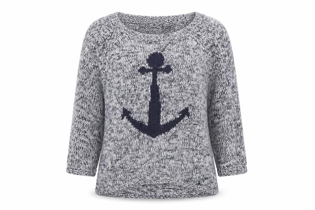 Front view of New Look women’s blue knit jumper, size UK 10