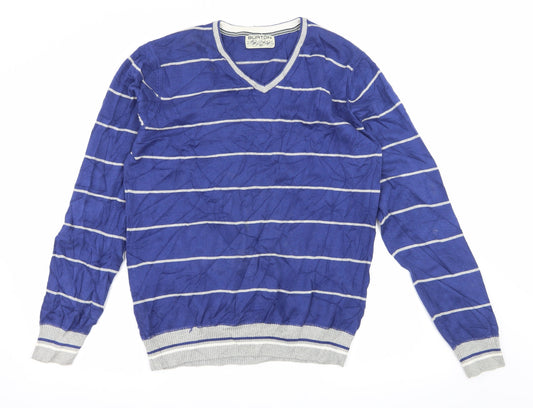 Burton Mens Blue Striped Knit Pullover Jumper Size M