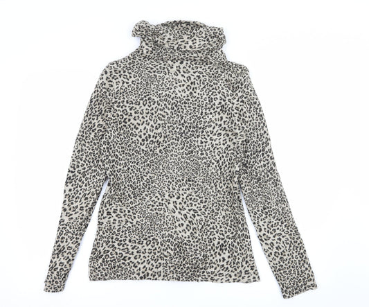 DASH Womens Brown Animal Print Knit Pullover Jumper Size 10