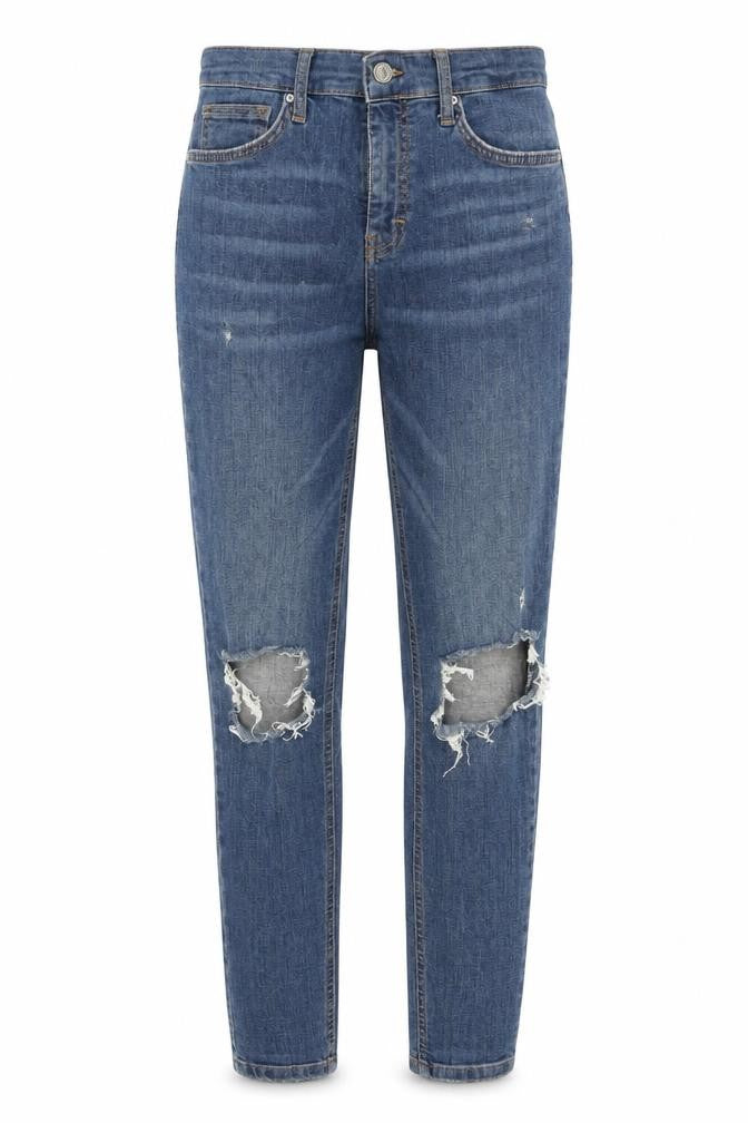 Front view of Topshop women’s blue skinny jeans, size UK 28, in, 32-inch leg