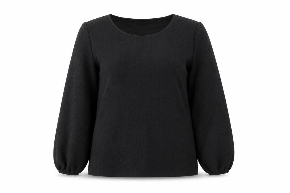 Front view of Only Carmakoma women’s black pullover sweatshirt, size L