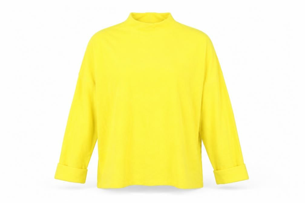 Front view of H&M women’s yellow jumper, size L