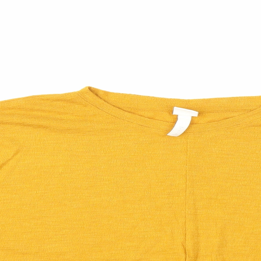 H&M Womens Yellow   Pullover Jumper Size L  - Balloon Sleeve