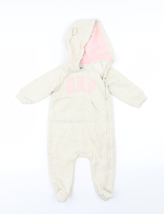 Gap Baby Beige  Jersey Jacket Snowsuit Size 9-12 Months