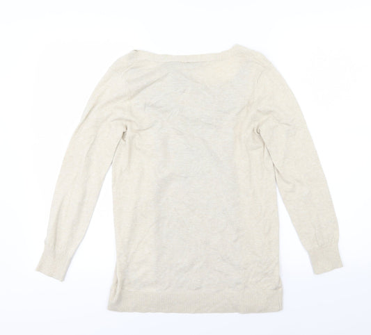 NEXT Womens Beige Floral Knit Pullover Jumper Size 6