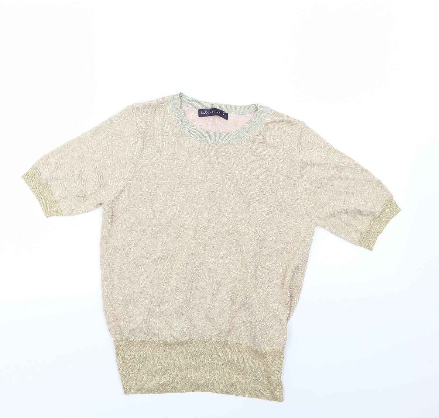 Marks and Spencer Womens Gold  Knit Pullover Jumper Size M