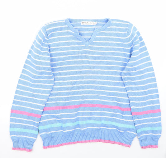 EWM Womens Blue Striped  Pullover Jumper Size M