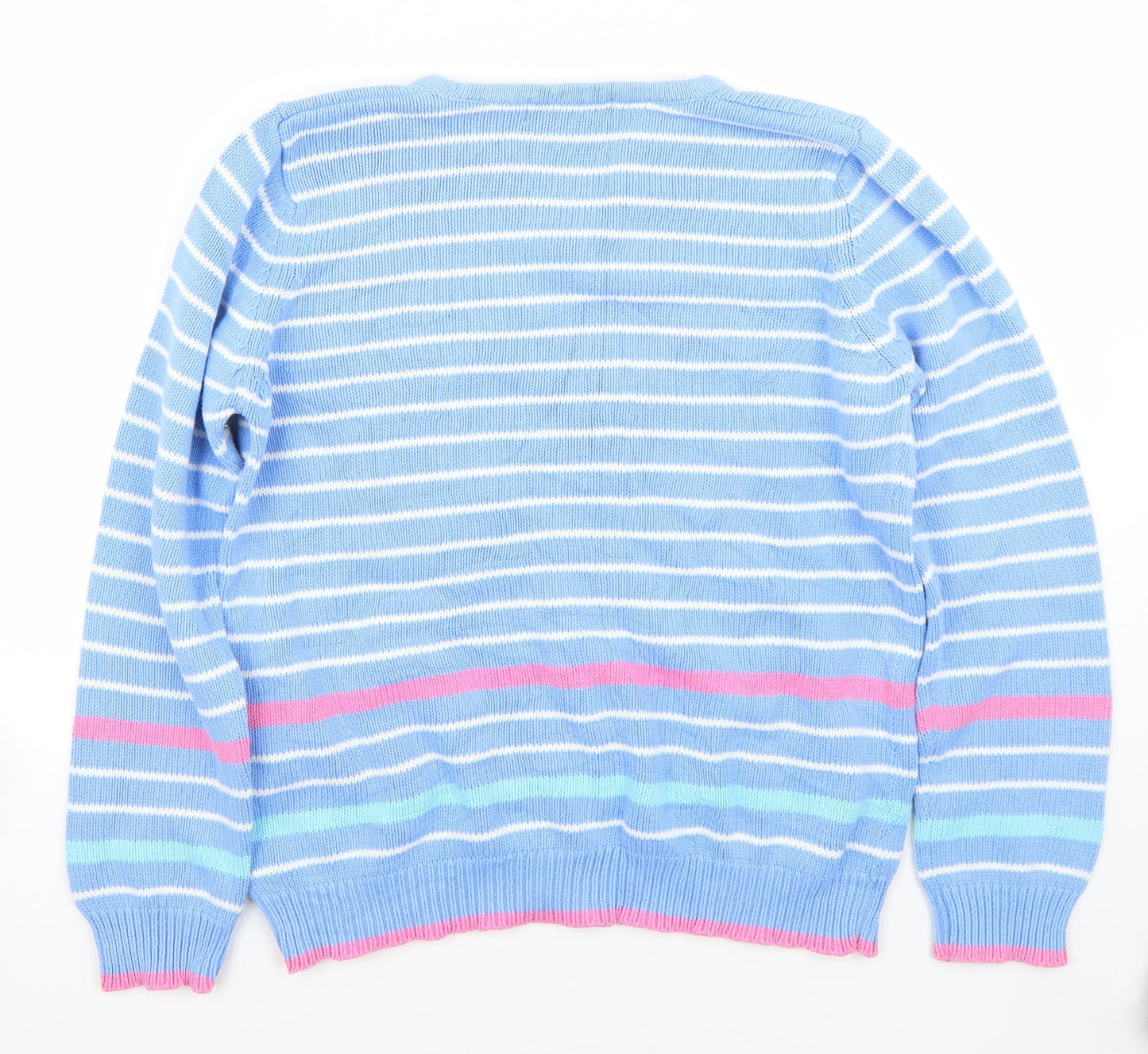 EWM Womens Blue Striped  Pullover Jumper Size M