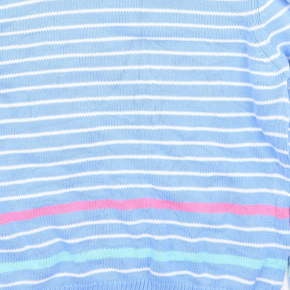 EWM Womens Blue Striped  Pullover Jumper Size M