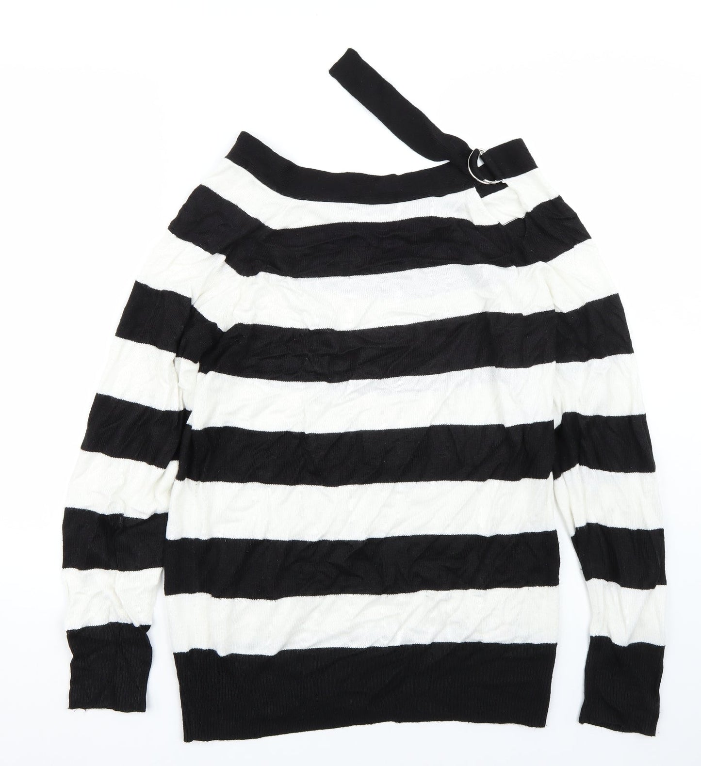 Topshop Womens White Striped  Pullover Jumper Size 10
