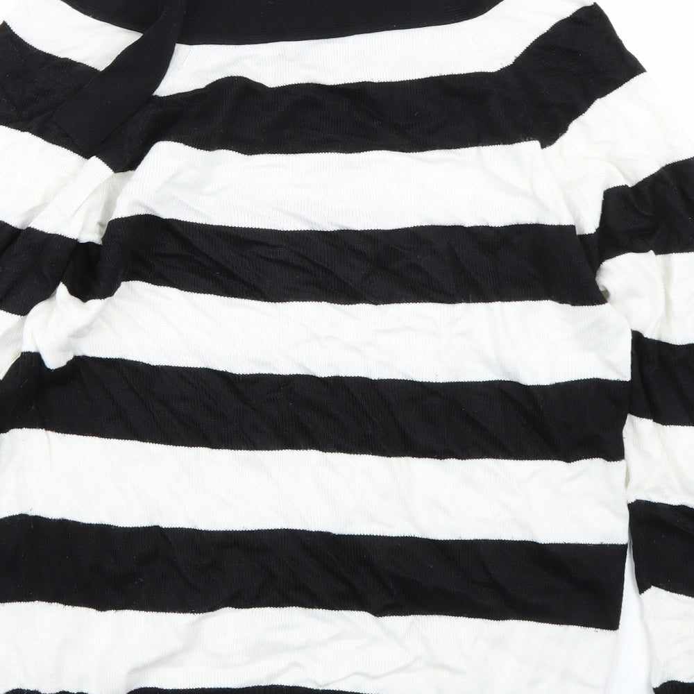 Topshop Womens White Striped  Pullover Jumper Size 10