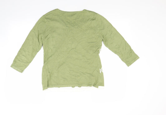 Chianti Womens Green Floral  Pullover Jumper Size S