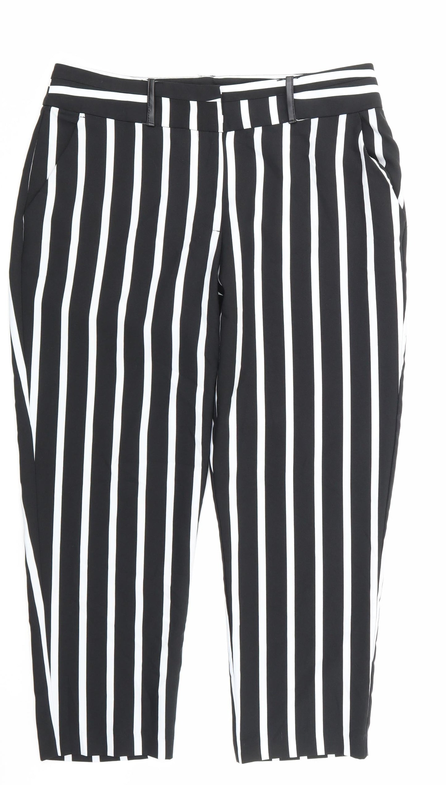 Peacocks Womens Black Striped  Trousers  Size 12