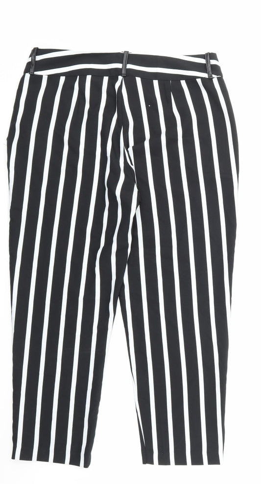 Peacocks Womens Black Striped  Trousers  Size 12