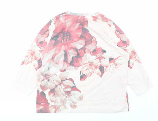 Bonmarché Womens Pink Floral  Basic T-Shirt Size 16