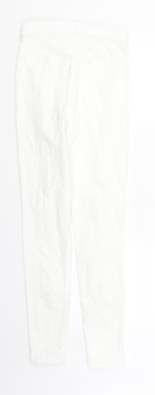 Topshop Womens White   Skinny Jeans Size 28 in L32 in - Ripped distressed Look