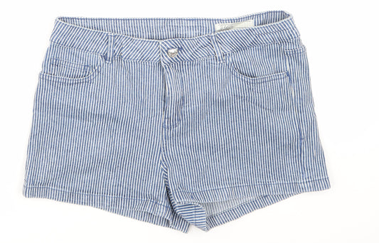 365 Denim Womens Blue Striped Denim Hot Pants Shorts Size 12