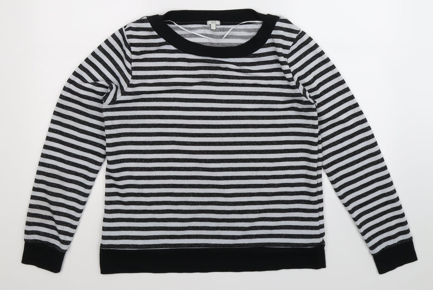 OVS Womens Multicoloured Striped  Pullover Sweatshirt Size L
