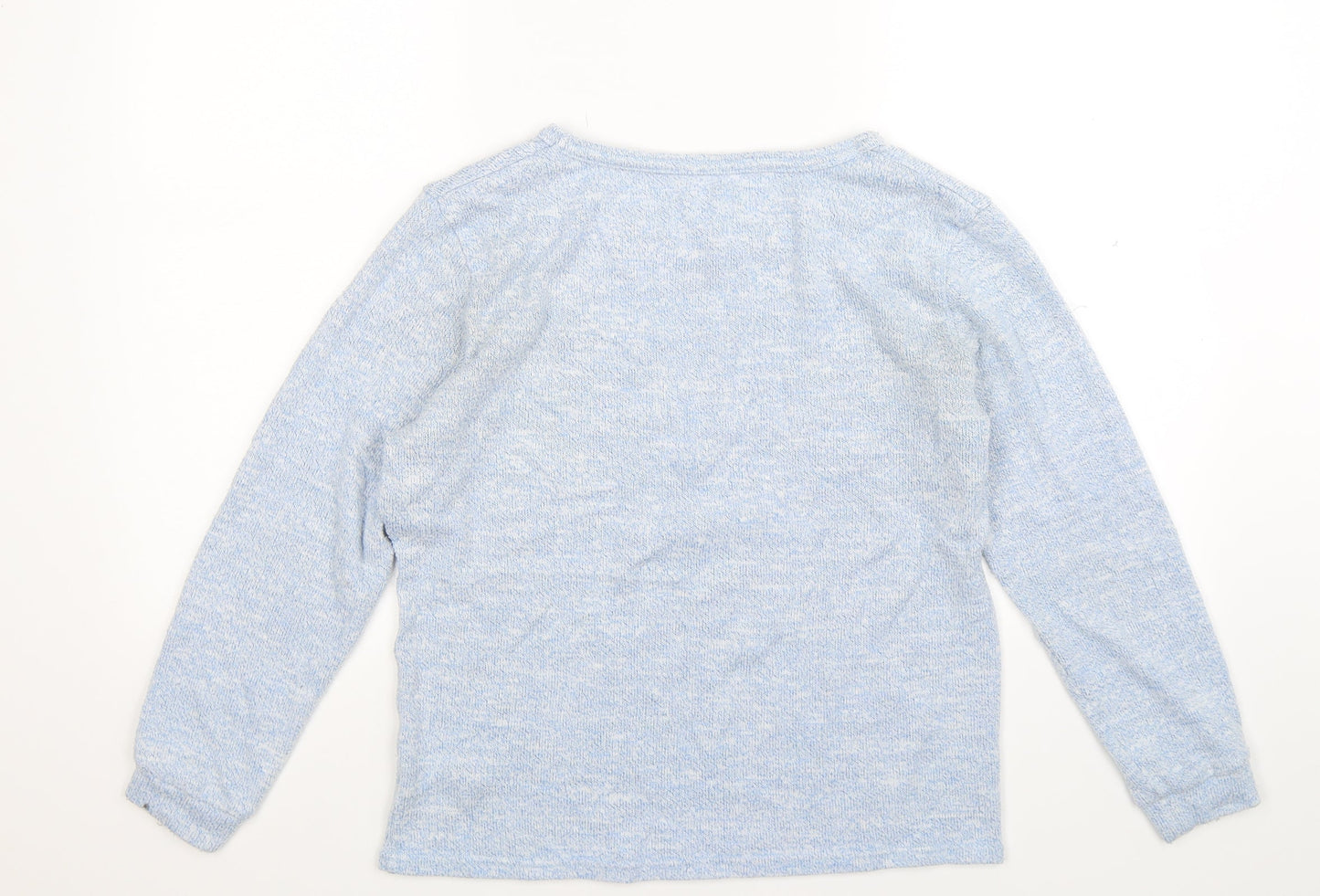 F&F Womens Blue Solid Knit Top Pyjama Top Size 14