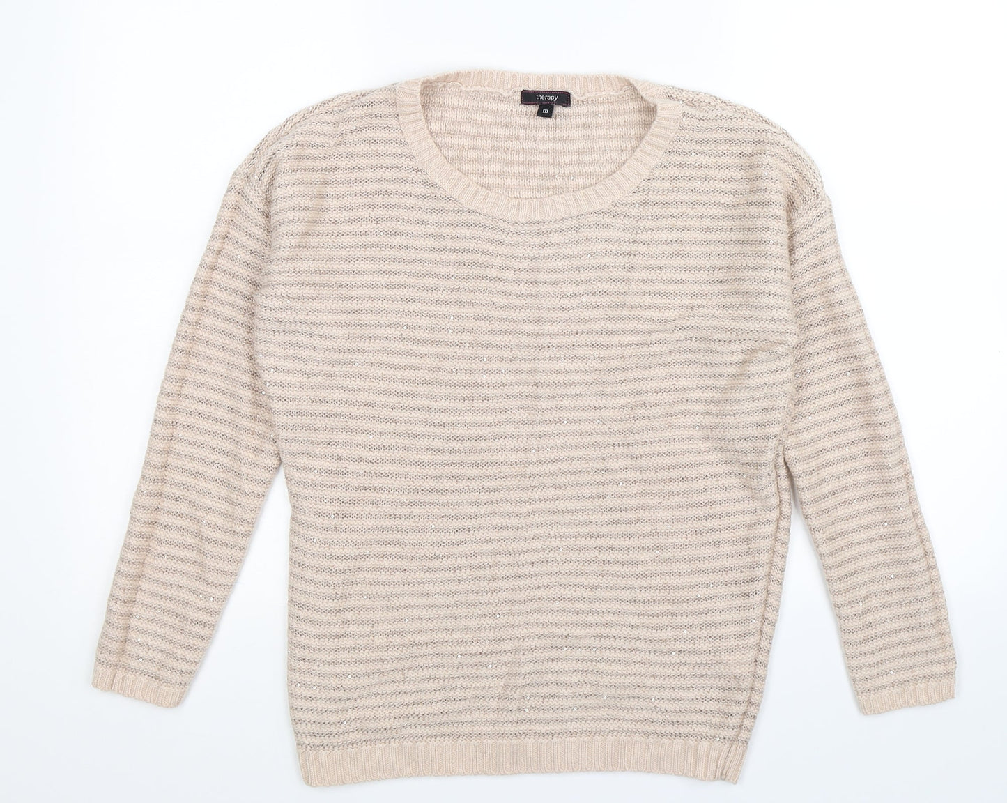Therapy Womens Beige  Knit Pullover Jumper Size M