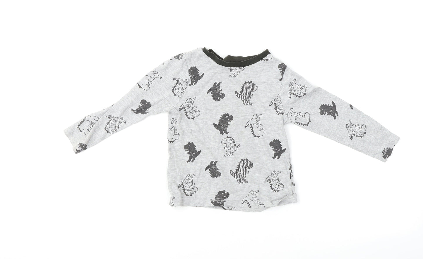 George Boys Grey Animal Print  Basic T-Shirt Size 3-4 Years  - Dinosaurs