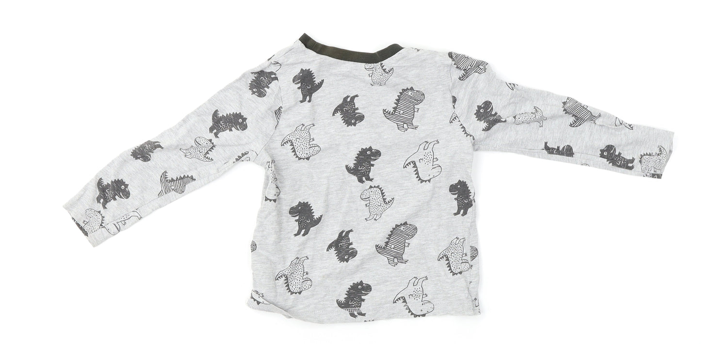 George Boys Grey Animal Print  Basic T-Shirt Size 3-4 Years  - Dinosaurs