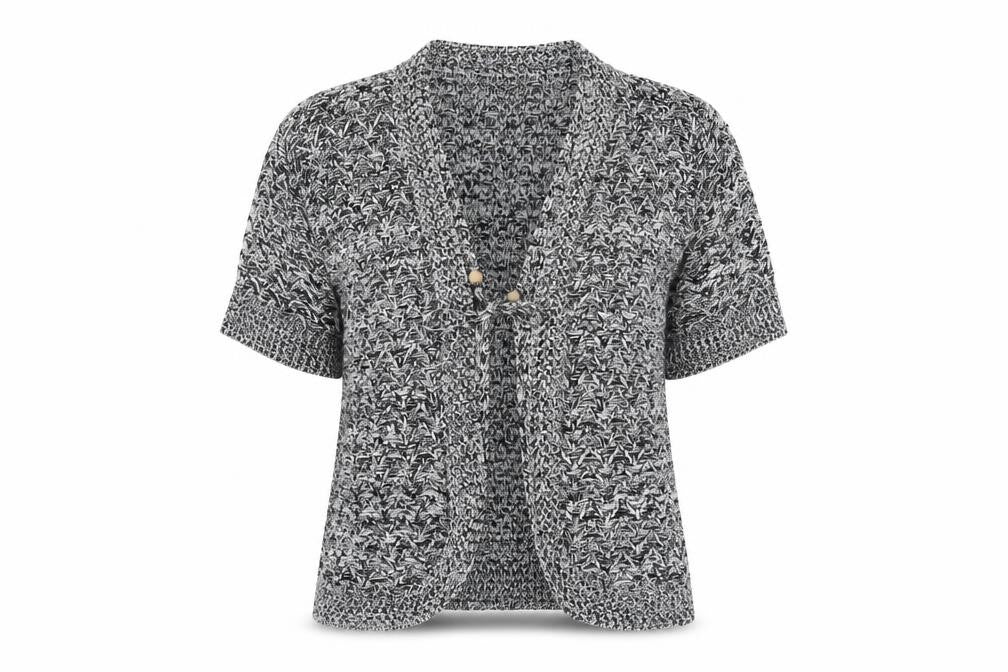 Front view of Pulse women’s grey knit cardigan jumper, size S