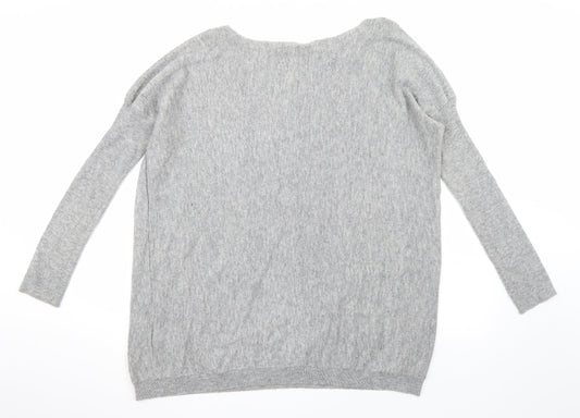 QED London Womens Grey   Pullover Jumper Size S  - Sequined Owl