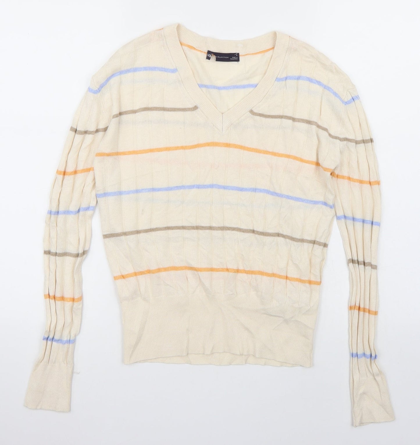 Marks and Spencer Womens Beige Striped  Pullover Jumper Size S
