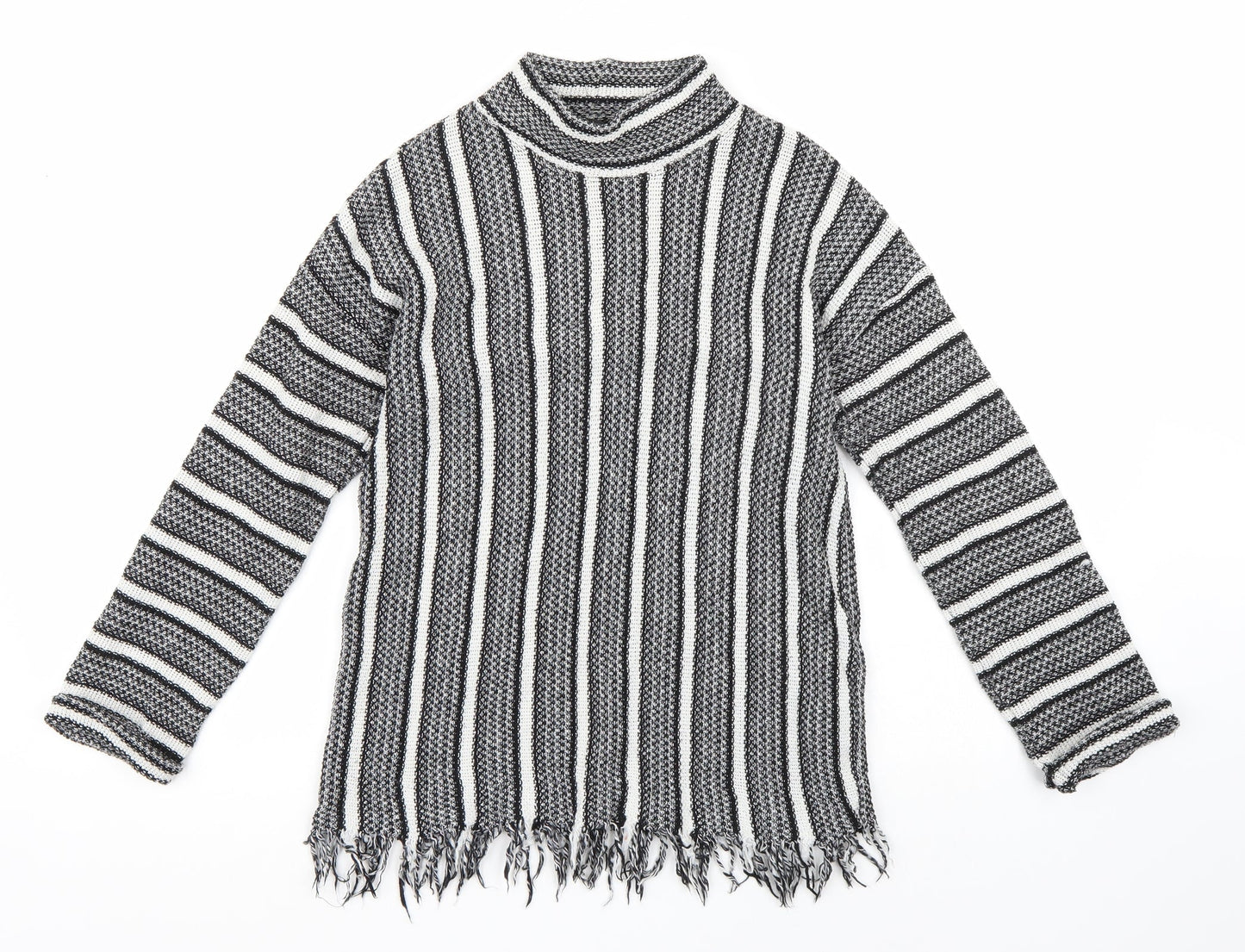 Topshop Womens Black Striped  Pullover Jumper Size 10
