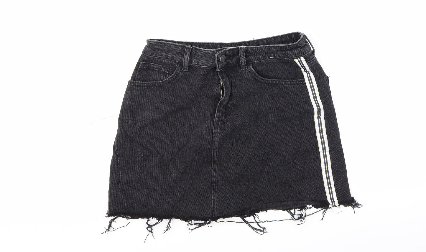 Denim & Co. Womens Black  Denim A-Line Skirt Size 10