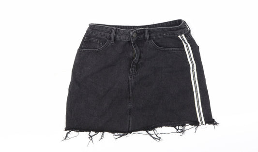 Denim & Co. Womens Black  Denim A-Line Skirt Size 10