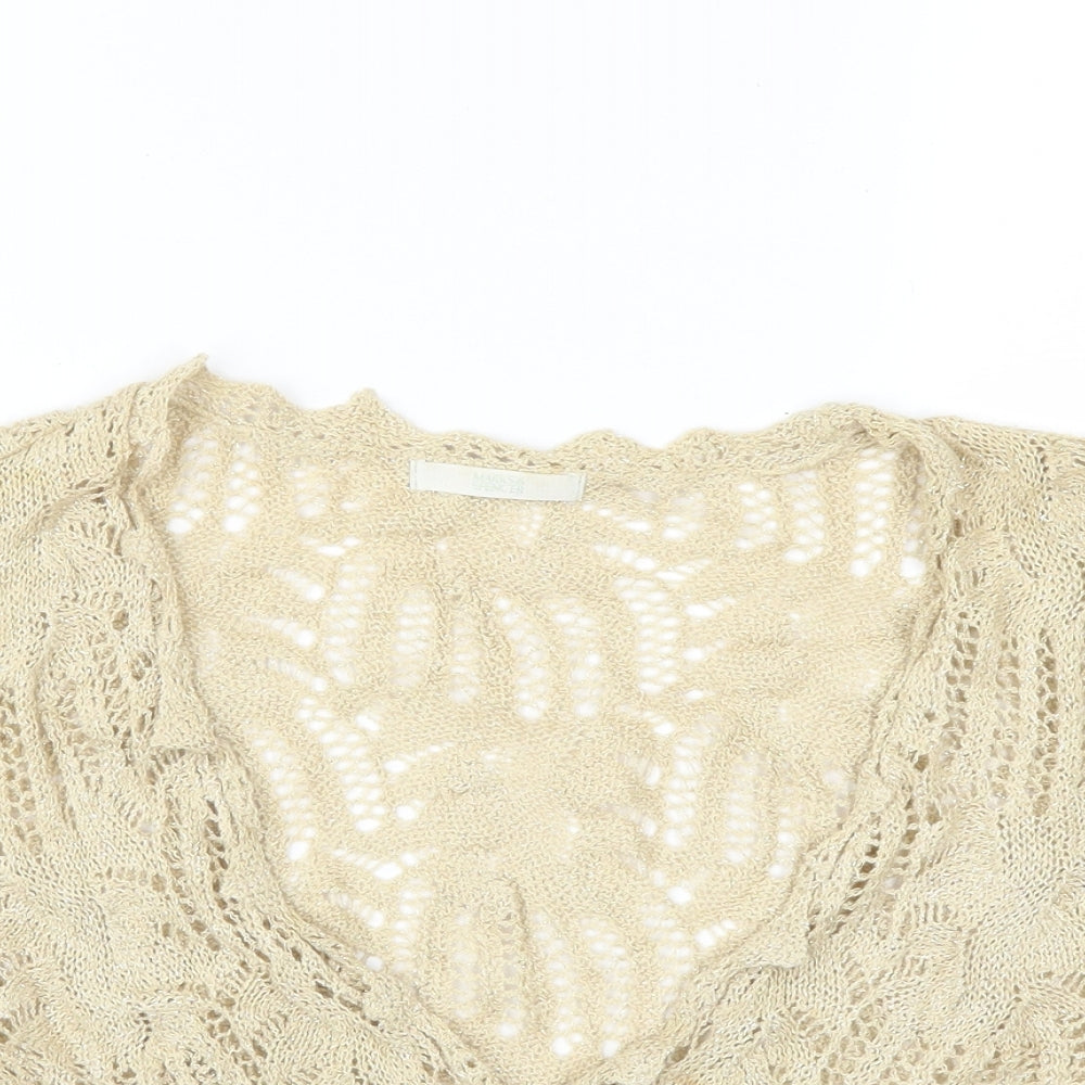 Marks and Spencer Womens Beige   Cardigan Jumper Size 12  - see through