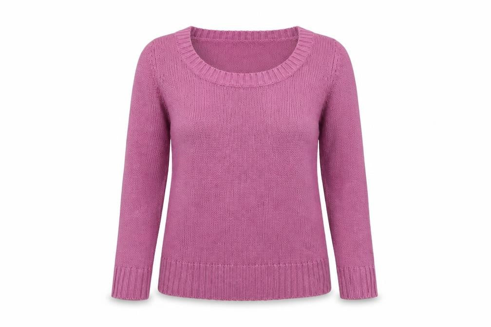 Front view of La Redoute women’s purple jumper, size UK 12