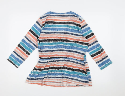 Alexandra Womens Multicoloured Striped  Wrap Blouse Size M