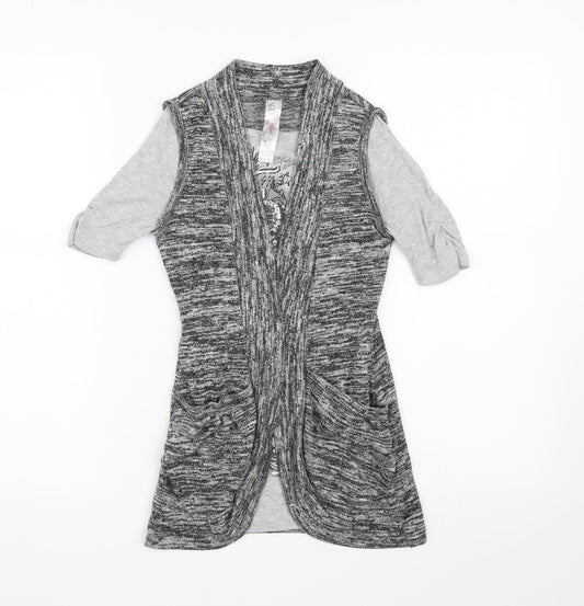 Knitworks Girls Grey  Knit Pullover T-Shirt Size 7-8 Years