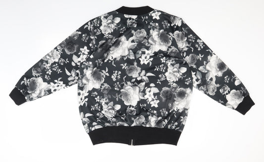 Nouvelle Womens Grey Floral  Full Zip Jumper Size 18