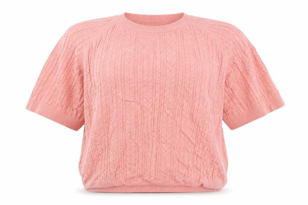 Front view of Papaya women’s pink knit jumper, size UK 14