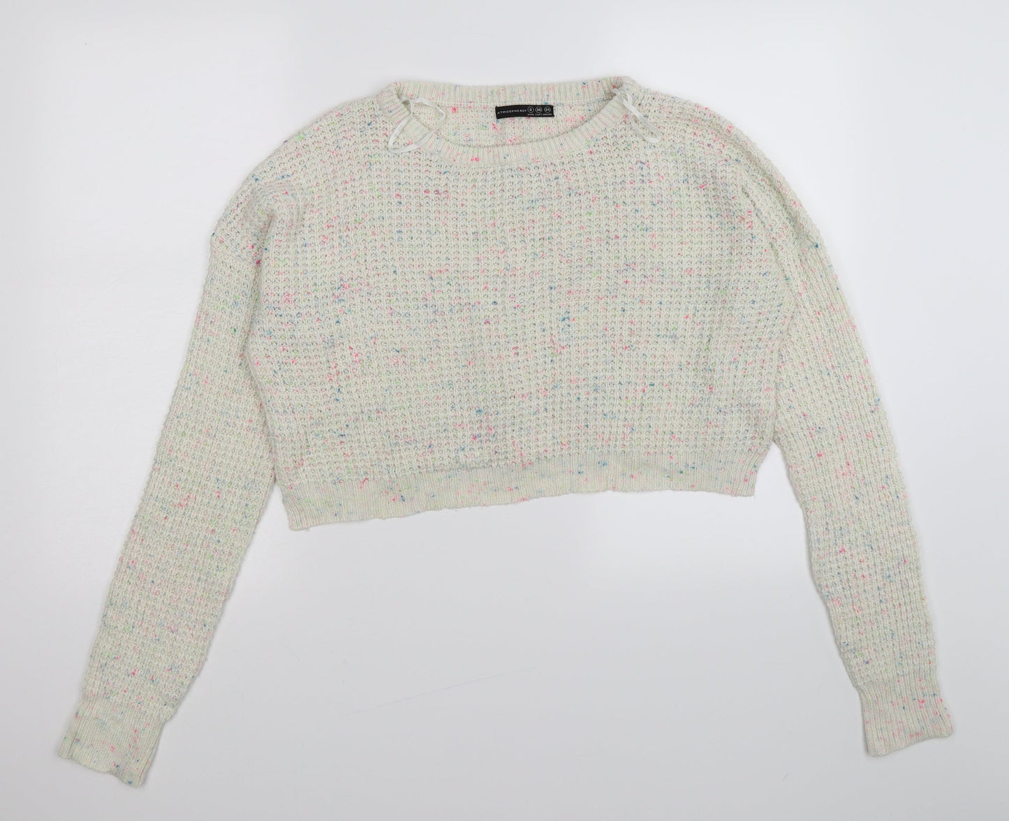amotpshere Womens Beige Polka Dot Knit Pullover Jumper Size 8  - cropped,
