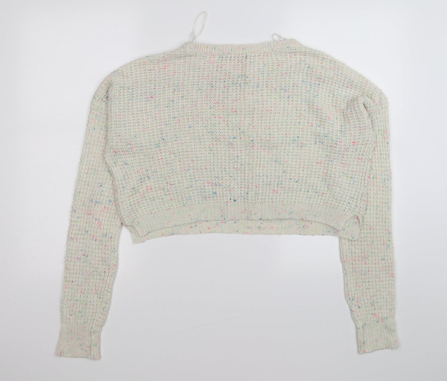 amotpshere Womens Beige Polka Dot Knit Pullover Jumper Size 8  - cropped,