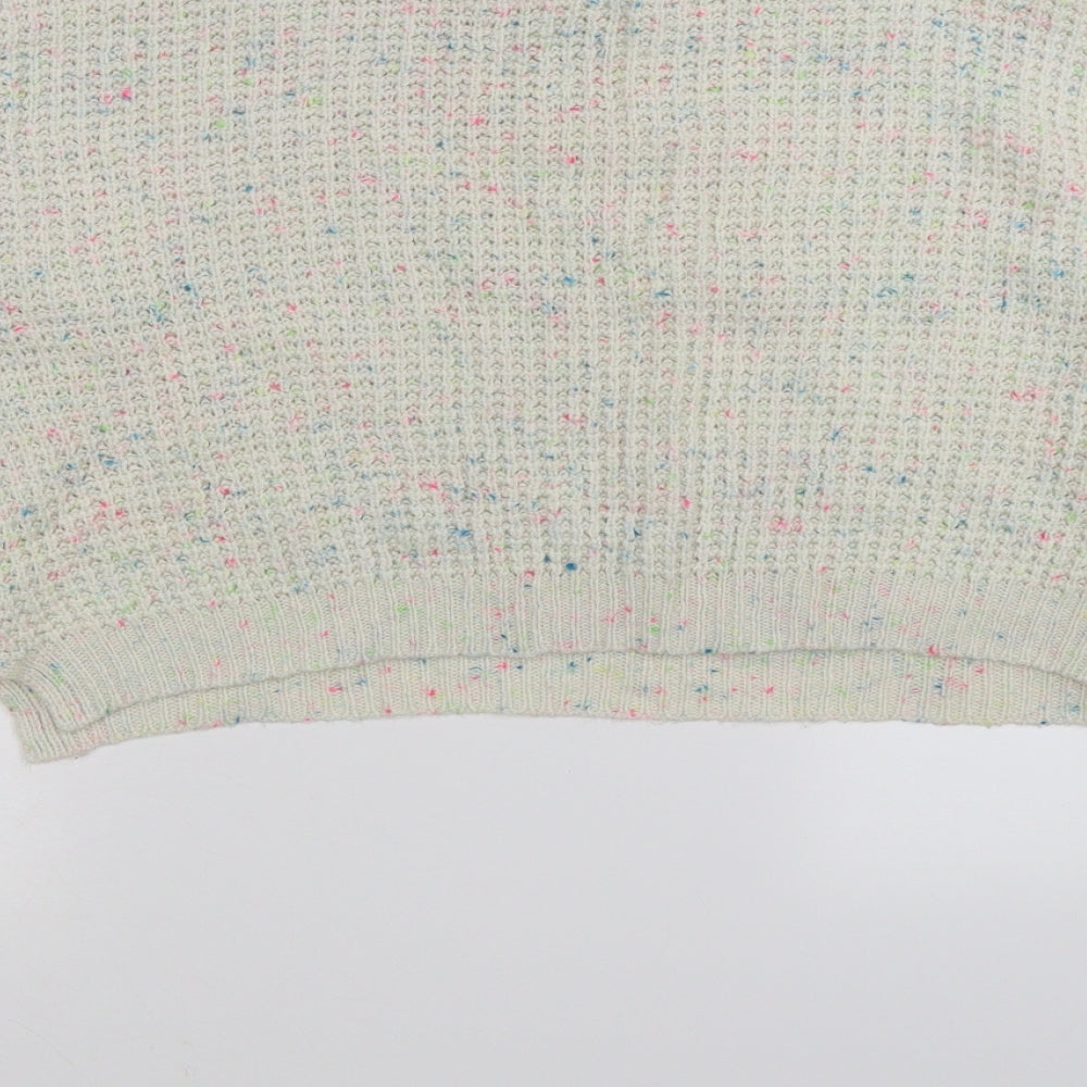 amotpshere Womens Beige Polka Dot Knit Pullover Jumper Size 8  - cropped,