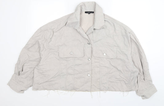 indefir Womens Beige Striped Corduroy Basic Blouse Size S  - cropped oversized