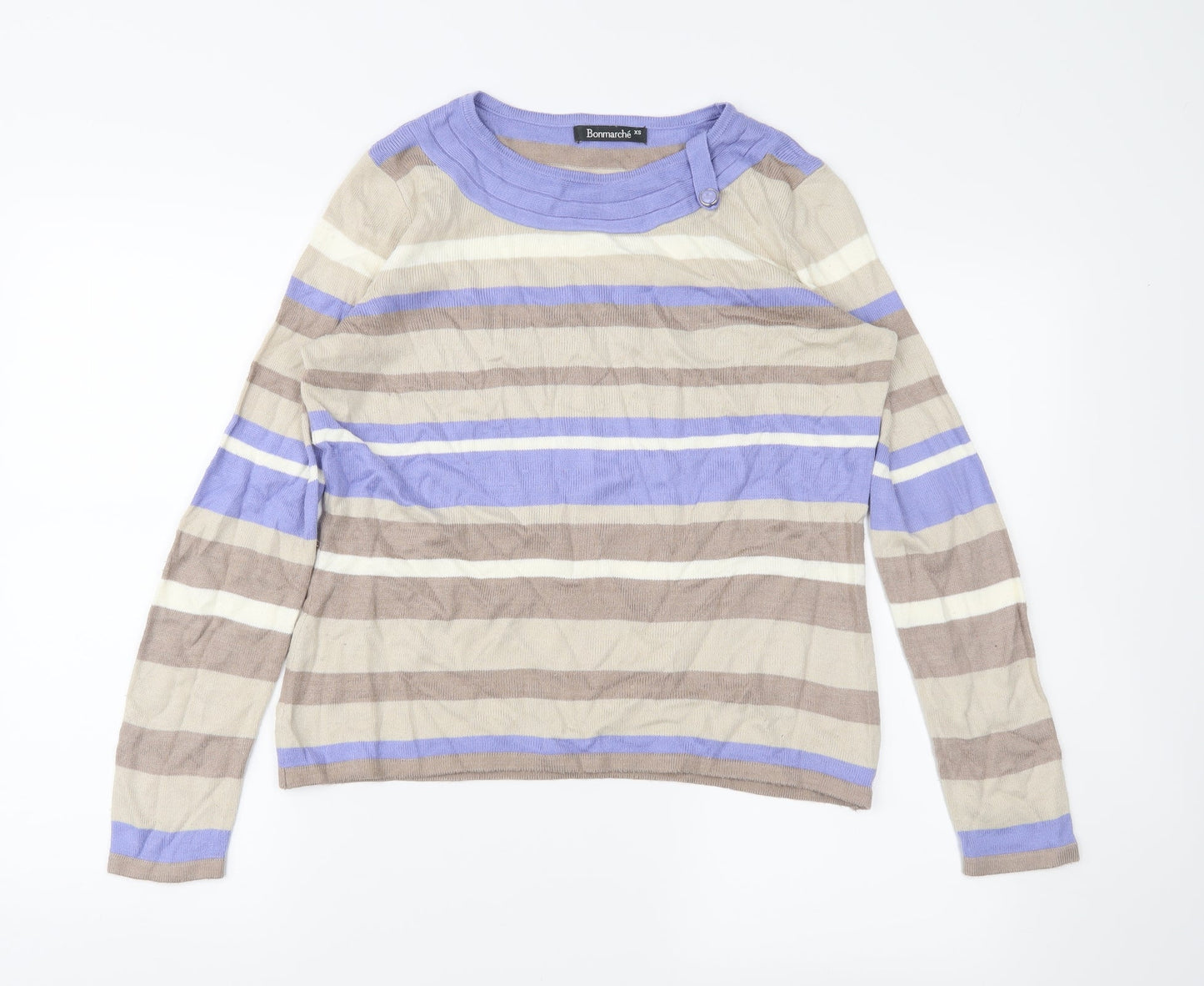 Bonmarché Womens Brown Striped  Pullover Jumper Size XS